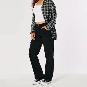 Hollister Ultra High Rise Baggy Black Cargo Pants